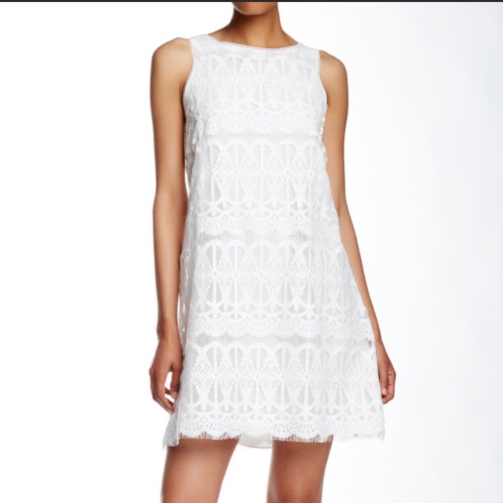 White lace shift dress